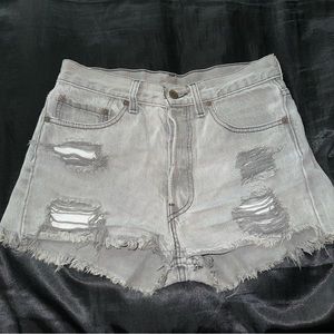 Gray Black Vintage Levis Denim Jean Shorts